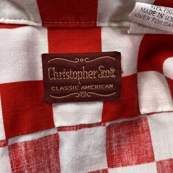 Vintage Christopher Scott Retro Red Check Short Sleeve Button Up Shirt Medium - Picture 3 of 9